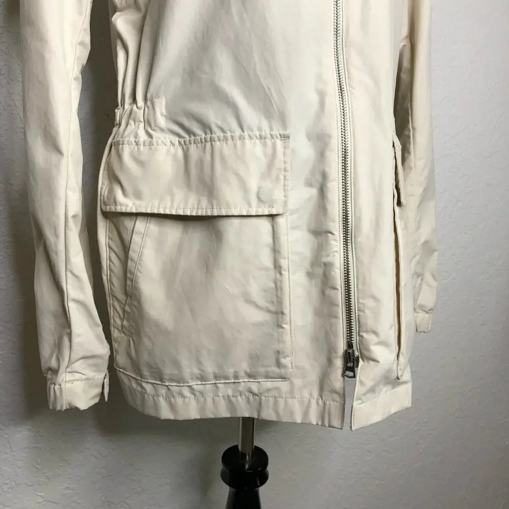 Theory Miron Fitzroy light tan cream full zip utility jacket size Medium